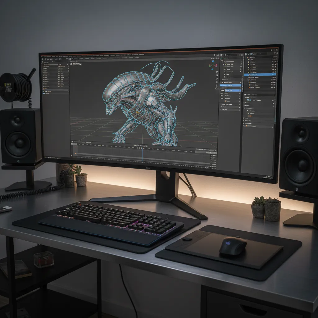 Blender interface displaying a detailed 3D model