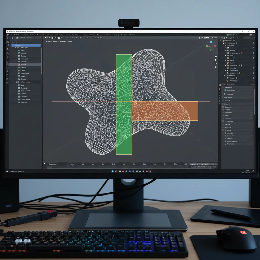 Blender bisect tool cutting a 3D mesh model