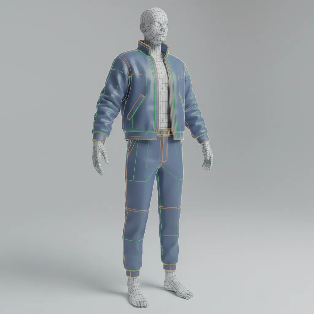 3D character clothing mesh modeled and fitted in Blender