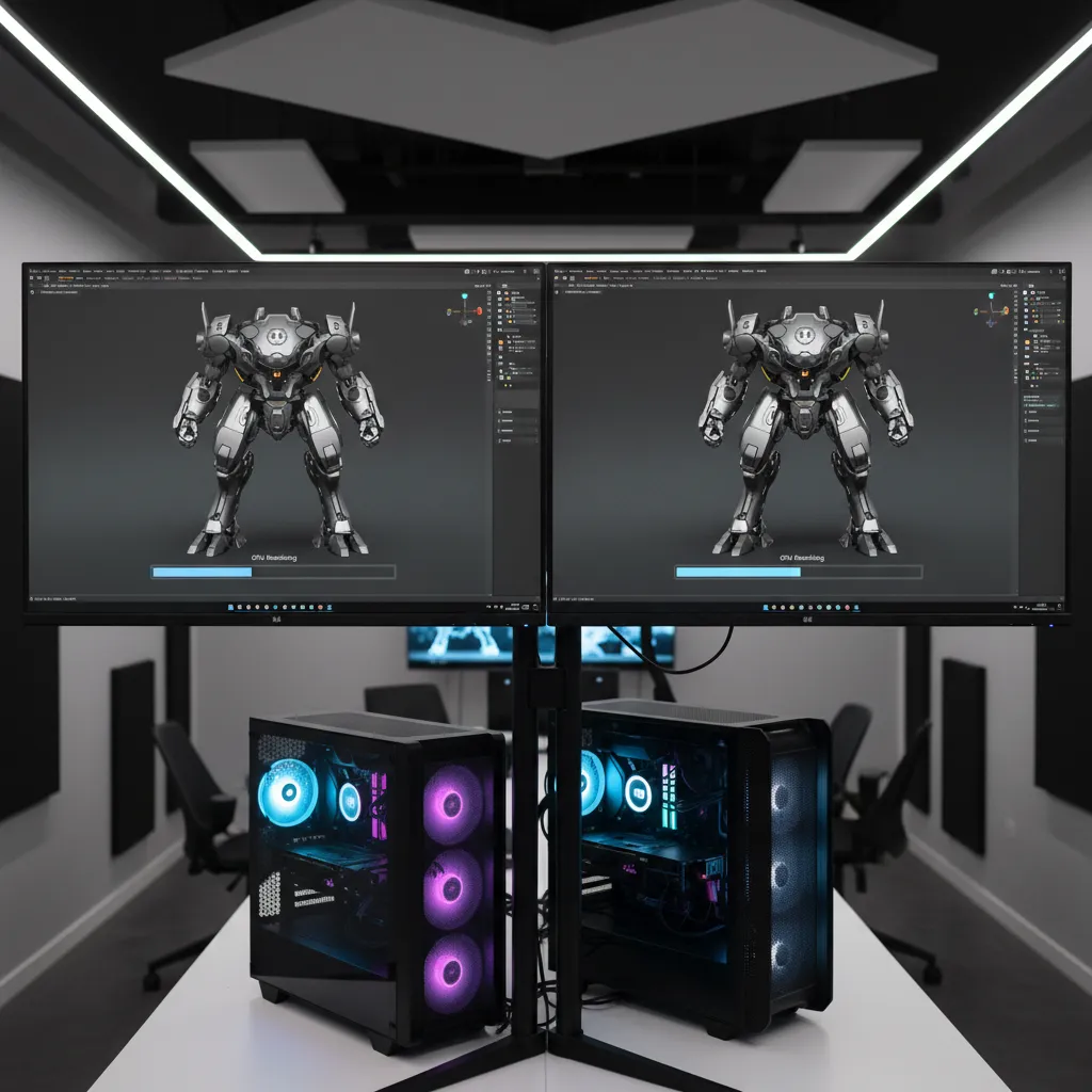 Blender rendering speed comparison visualization between CPU and GPU