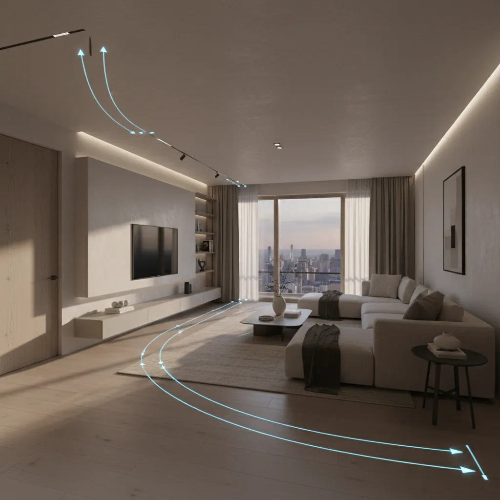 blender interface showing interior scene camera path for architectural animation
