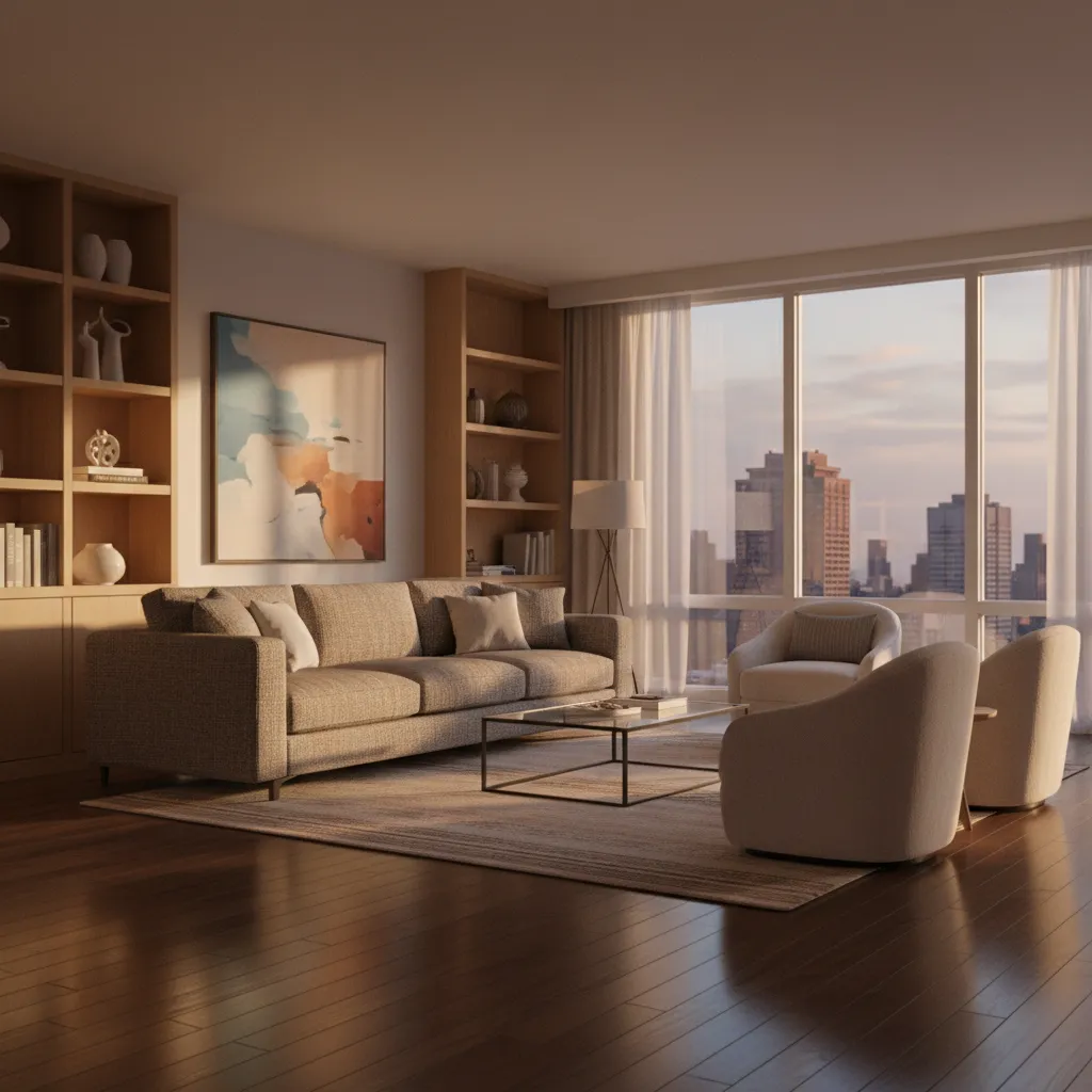 Blender realistic interior render with lighting and material nodes