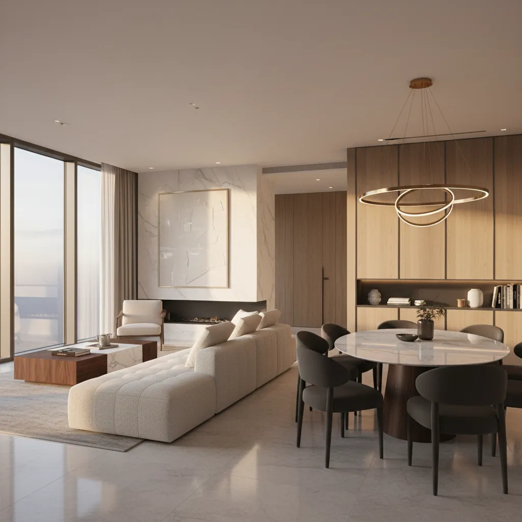 High quality interior render with realistic lighting similar to Blender rendering