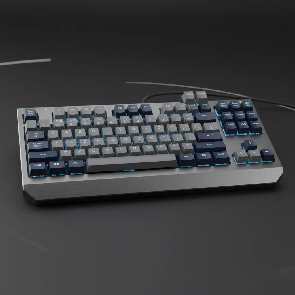 mechanical keyboard rendered in Blender style 3D visualization