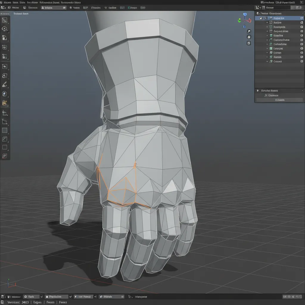 Blender edit mode showing mesh cleanup process for a ripped PSP model