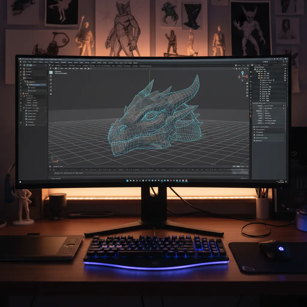 Blender 3D modeling workspace with sculpting and viewport tools