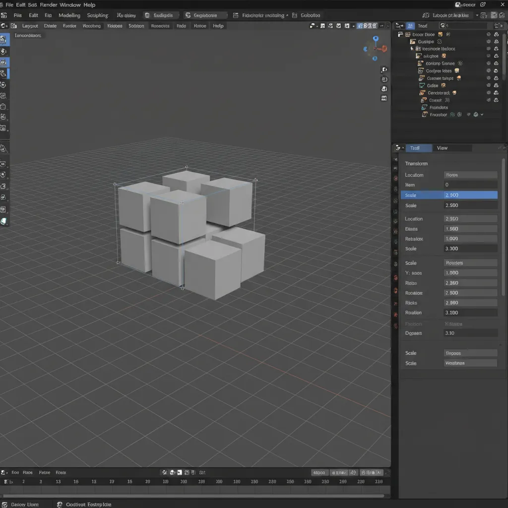 Blender transform panel showing scale adjustments for imported 3D model