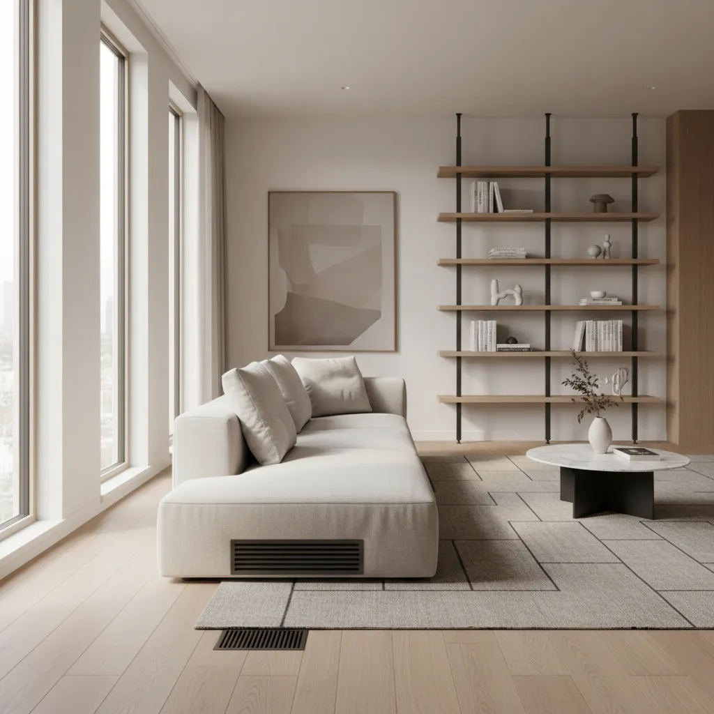 home air vent partially blocked by furniture reducing airflow