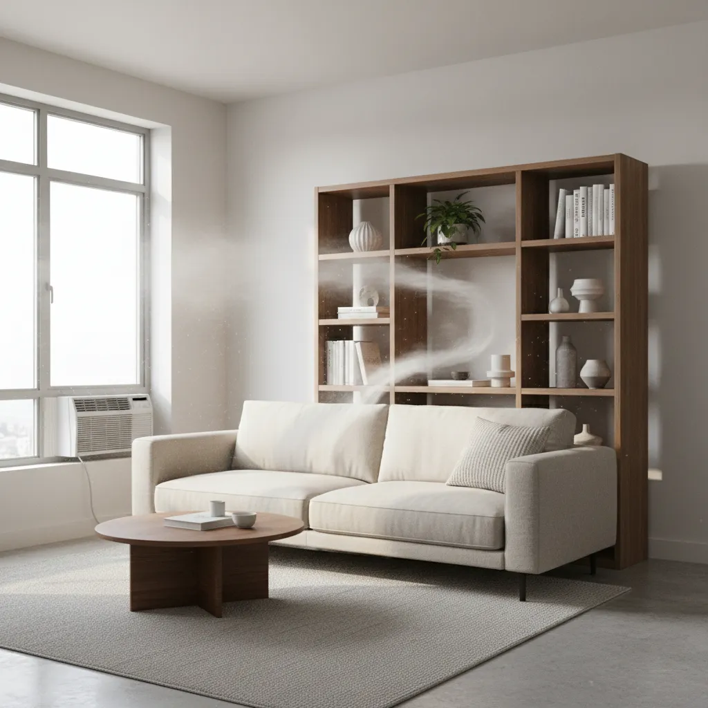 living room furniture blocking airflow from window air conditioner