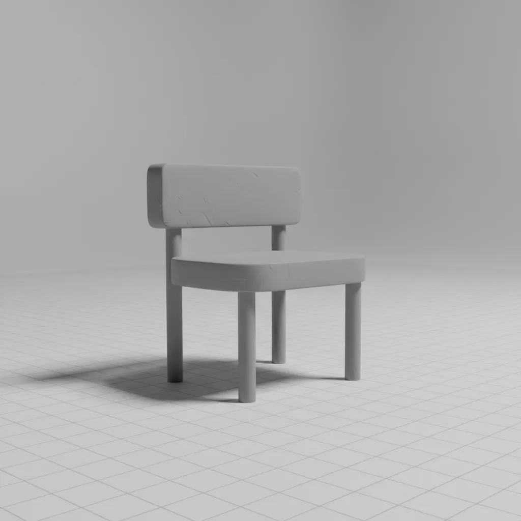 Early stage 3D model showing blocked shapes forming a simple object