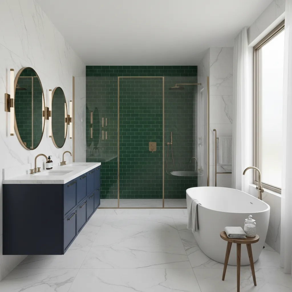 Bathroom Color Trends How Designers Use Blue and Green Today