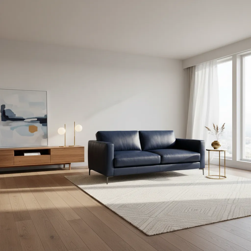 How Designers Style Blue Leather Sofas