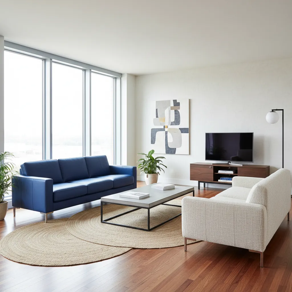 Blue Leather Sofa vs Fabric Sofa