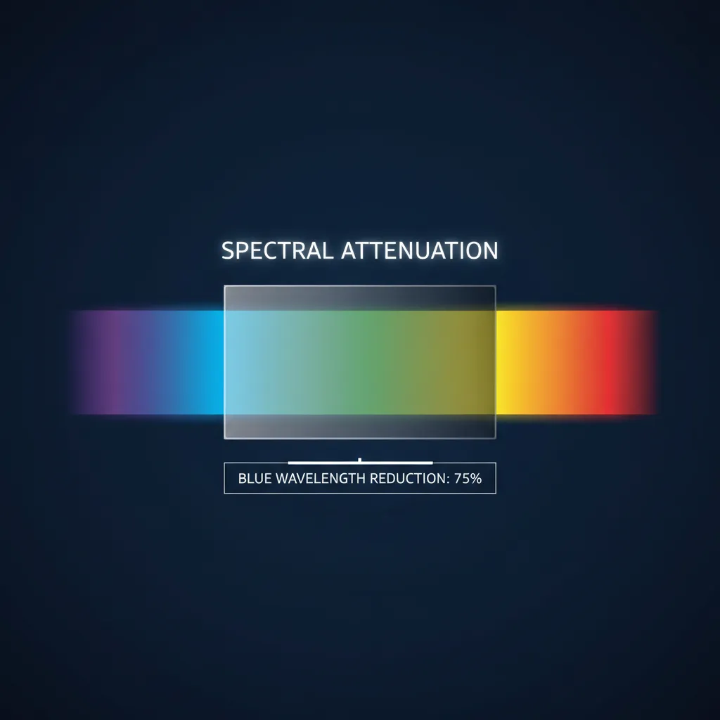 Illustration of blue light spectrum filtering from a digital screen