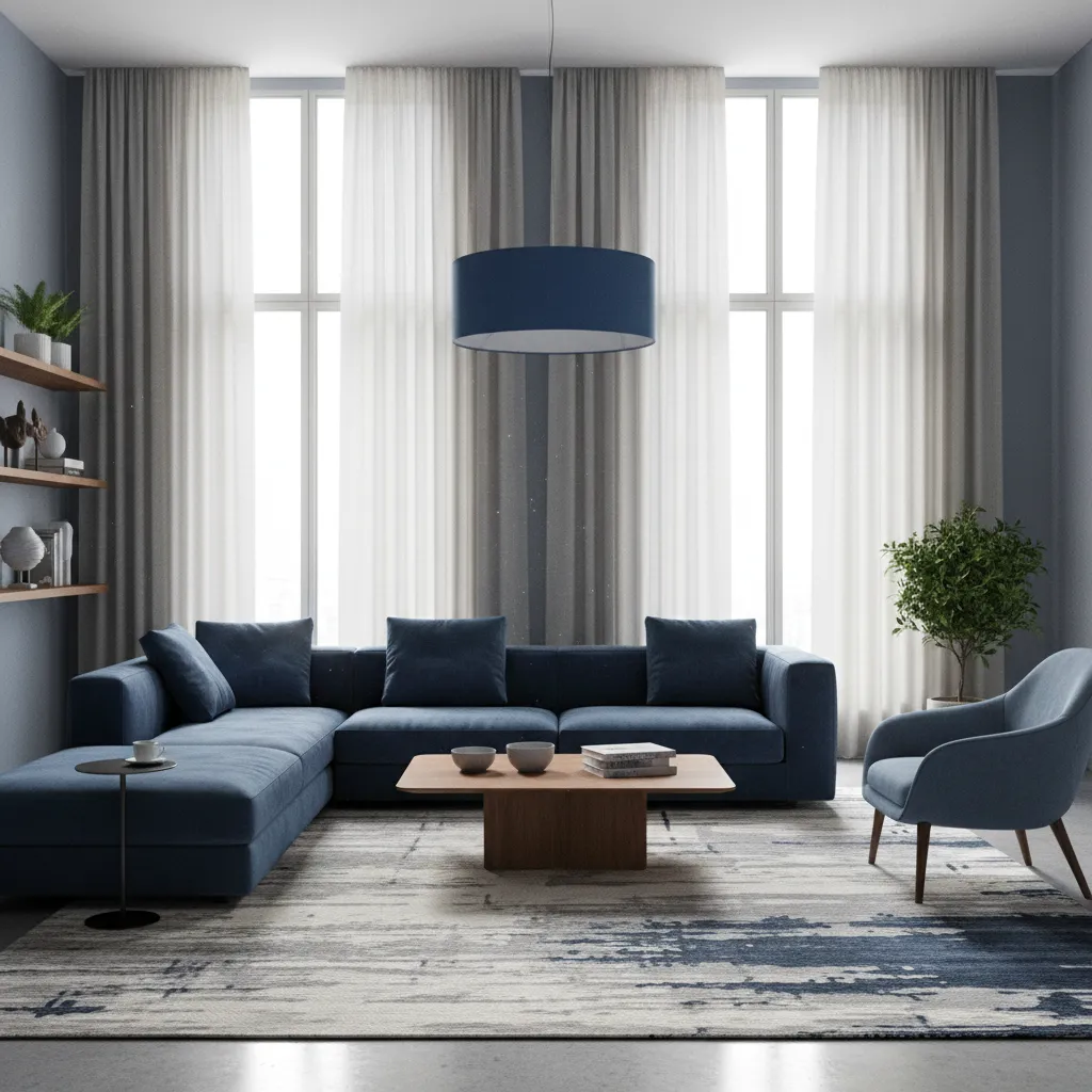 How Interior Designers Choose Curtains for Blue Living Rooms