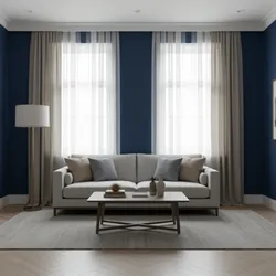 How Curtain Fabric Affects Lighting and Mood in Blue Living Rooms