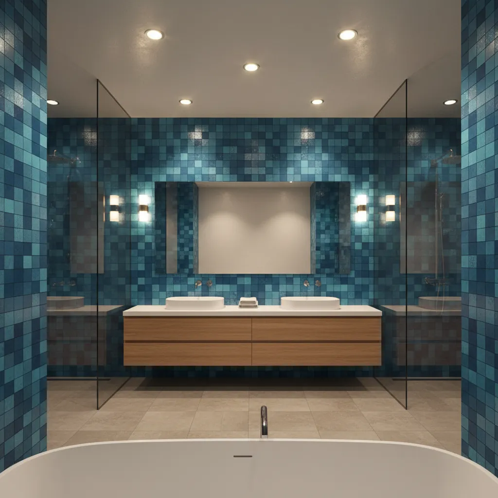 How to Optimize Lighting and Space With Blue Mosaic Tile Bathrooms
