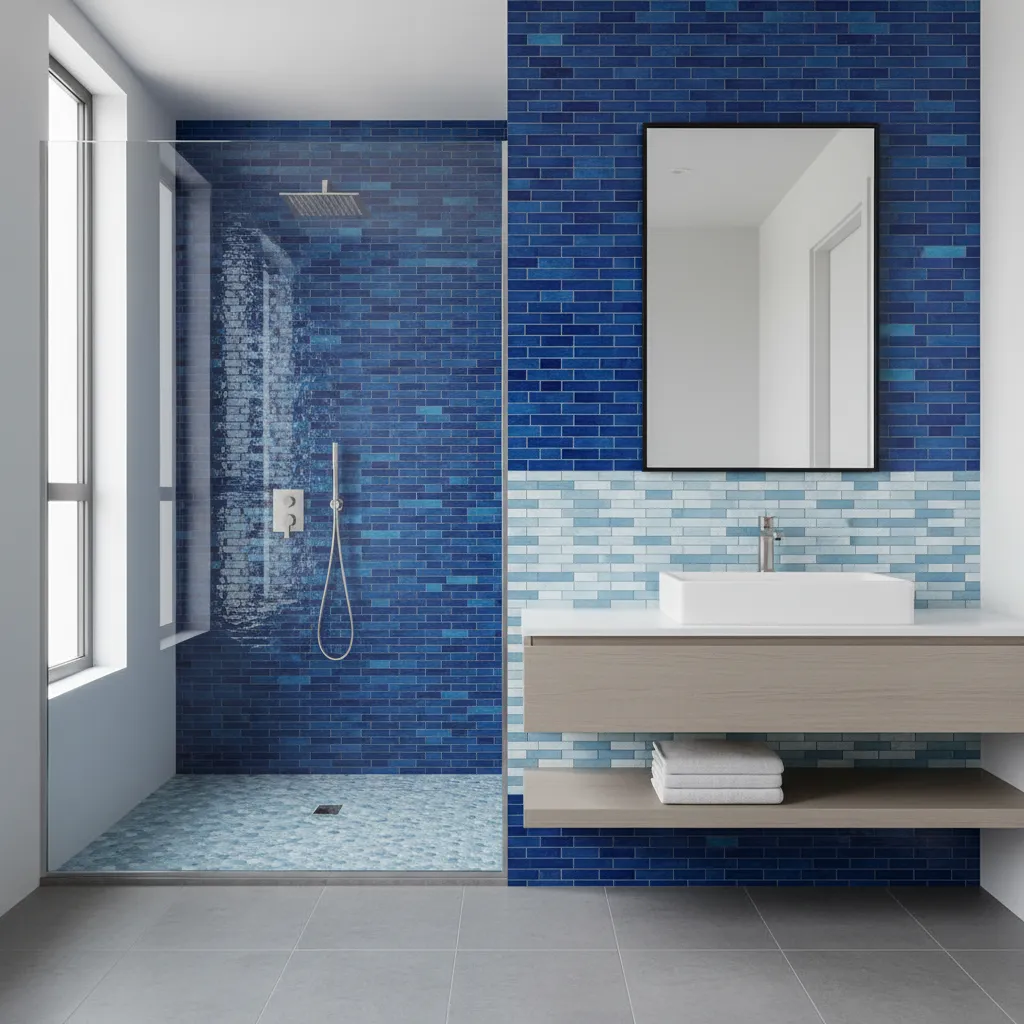 Glass vs Ceramic vs Porcelain Blue Mosaic Tiles for Bathrooms