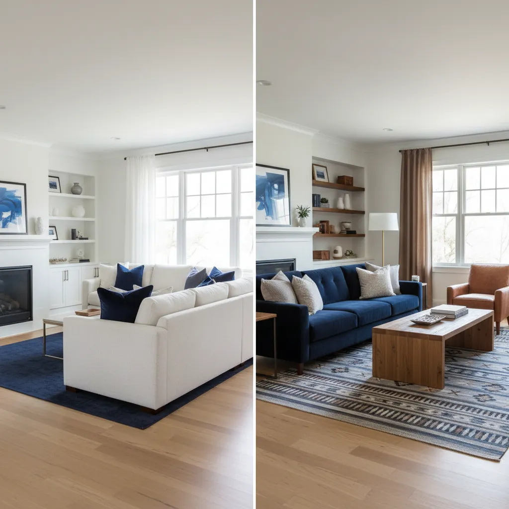 Blue White and Brown Living Room vs Blue and White Living Room Which Palette Works Better