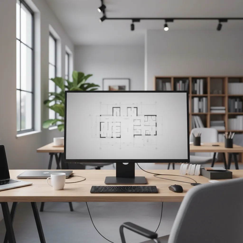 example of blurry architectural floor plan screenshot on computer screen