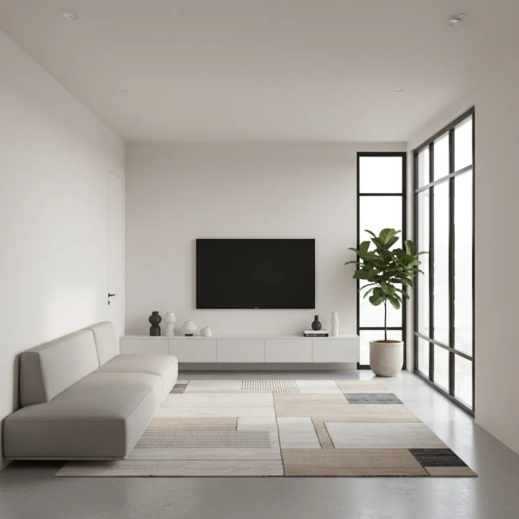 bố trí sofa và kệ tivi trong phòng khách nhà ống