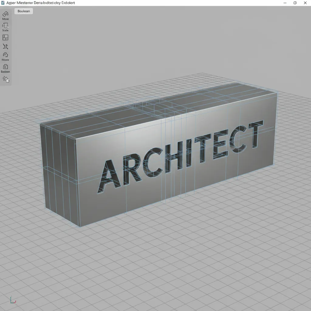 Boolean operation inserting text geometry into a 3D object