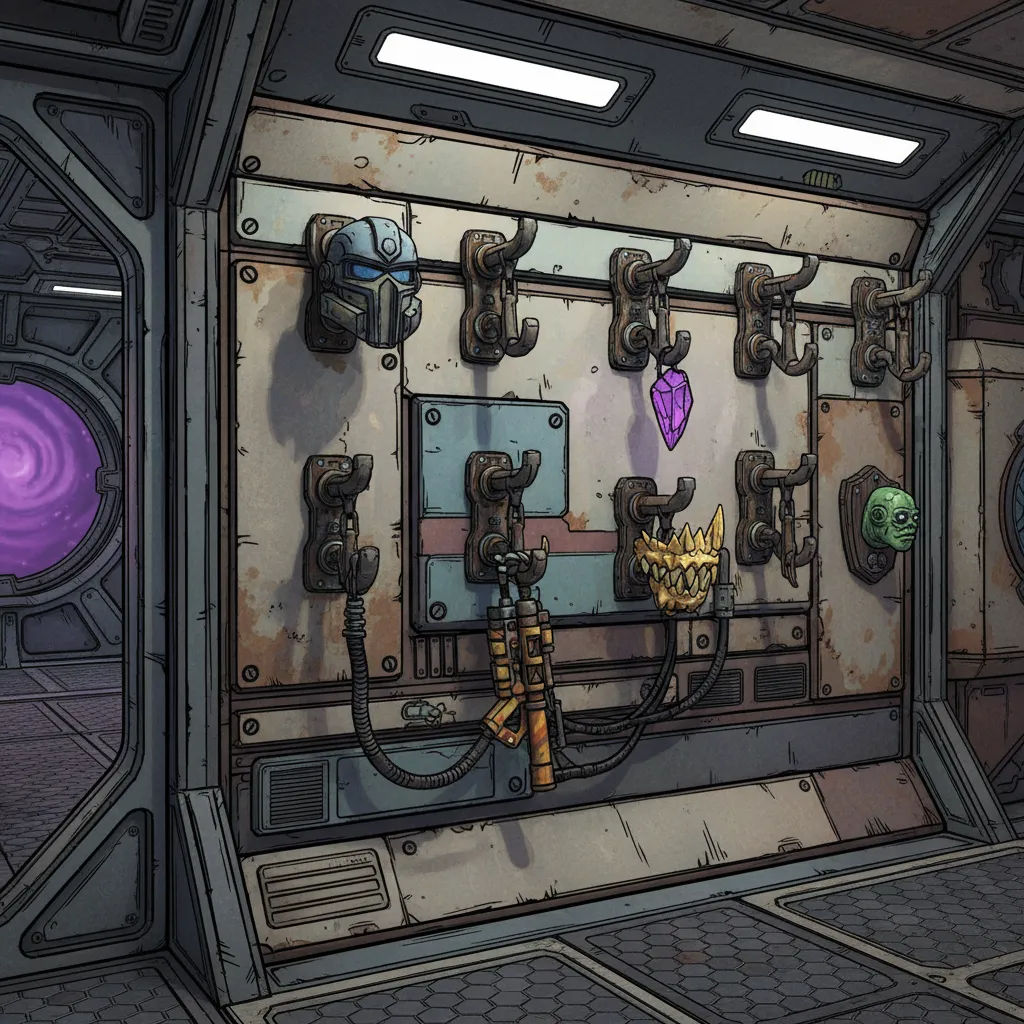 Wall hooks interface in Sanctuary room used to place decorations