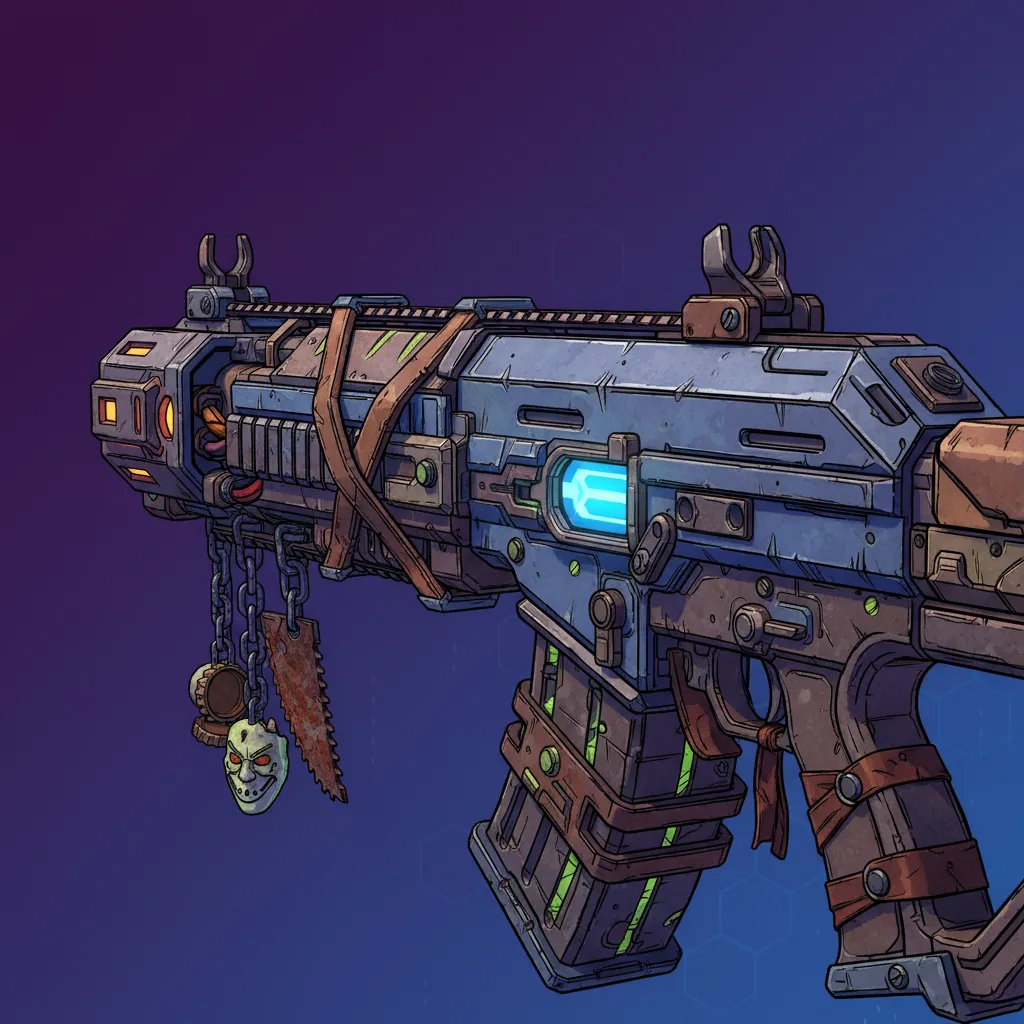 Borderlands 3 weapon with dangling cosmetic trinket charm