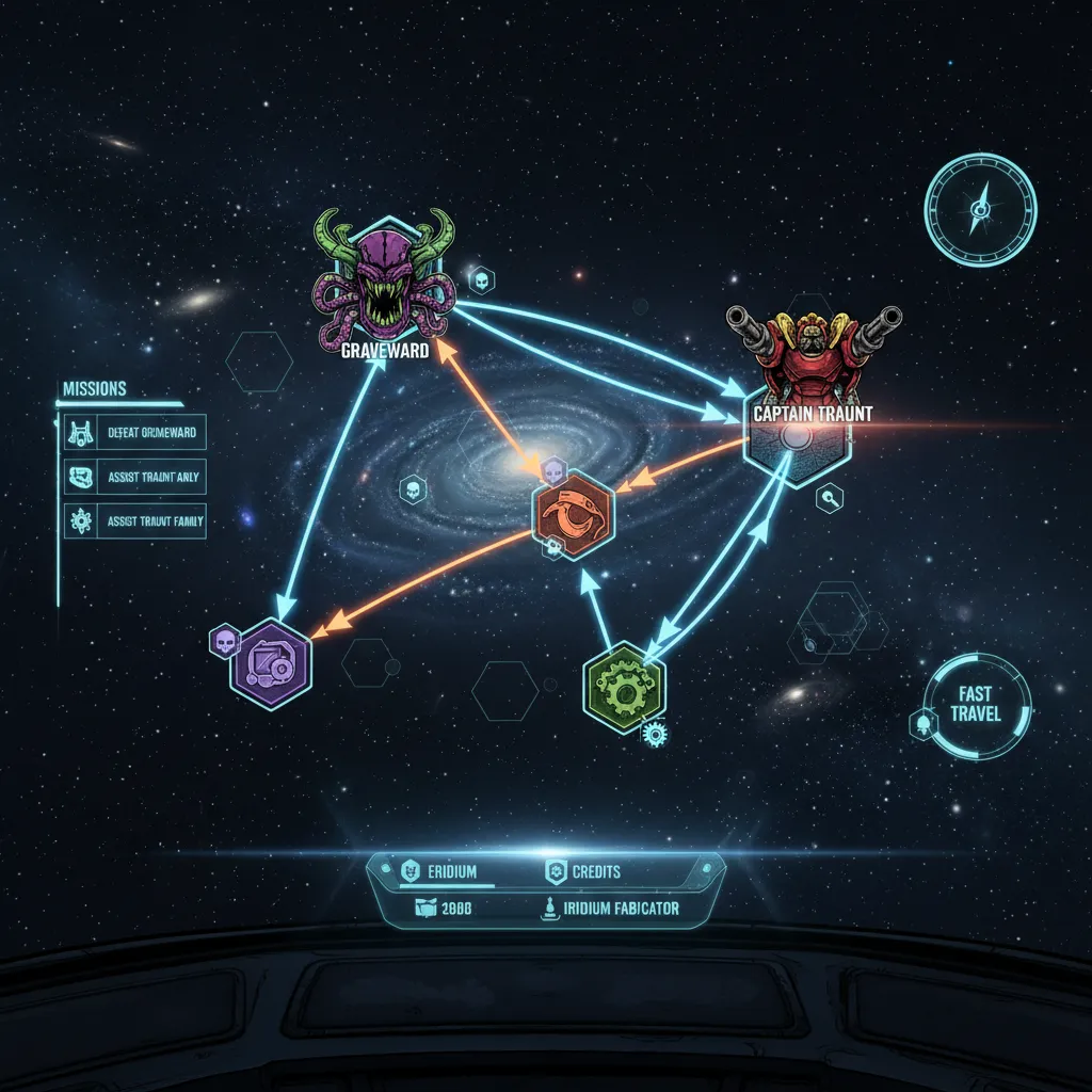 Borderlands 3 farming route showing planets and bosses for decoration farming