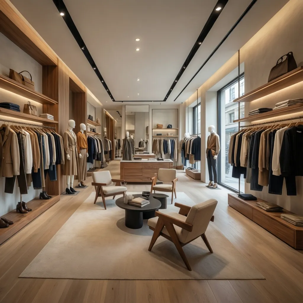 Diseño de interiores para boutique de ropa