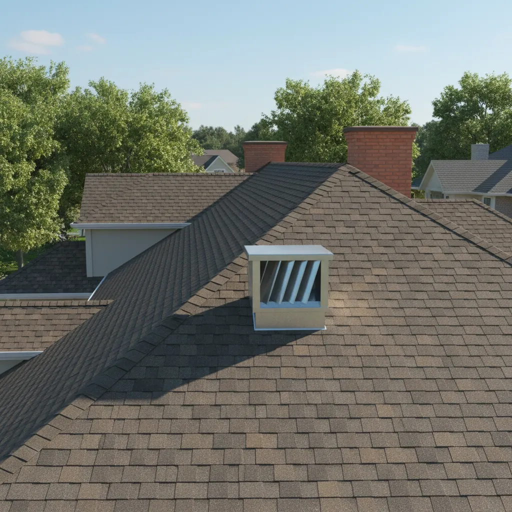 static box roof vent installed on shingle roof for attic ventilation