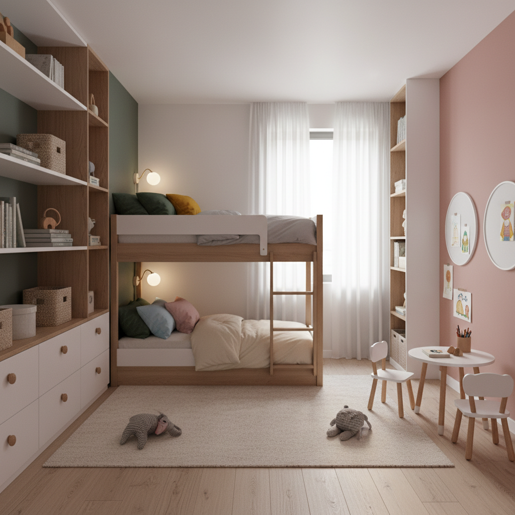 Boy and Girl Shared Room Too Small? Try Bunk Beds
