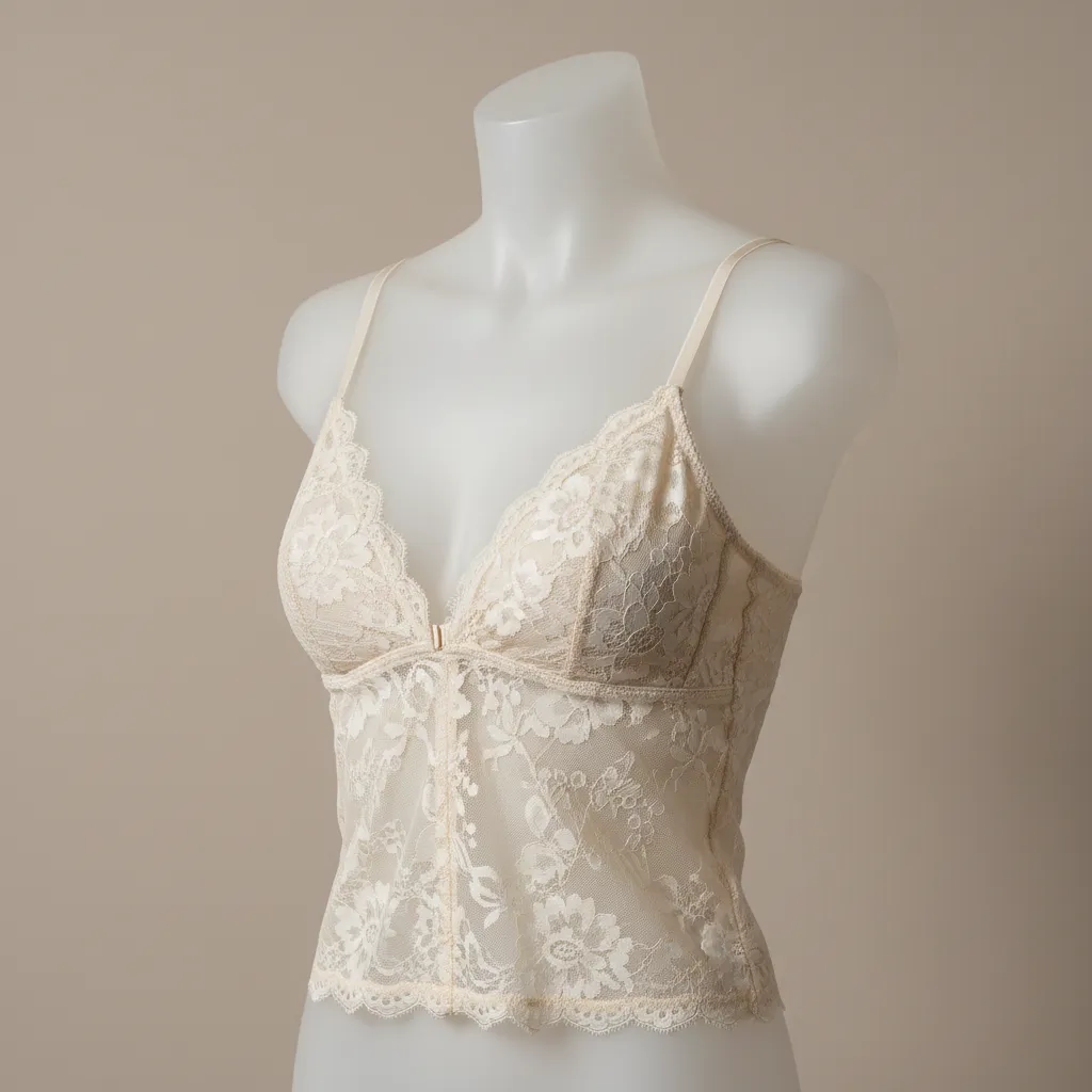 Bralette moderno de encaje en un entorno minimalista