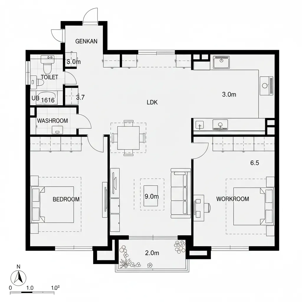 リビング中心の分岐型