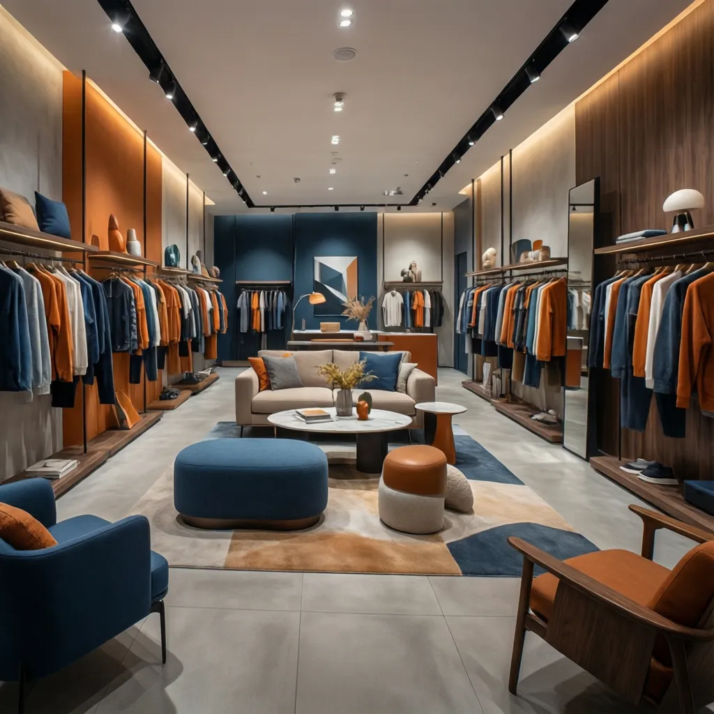 retail interior designed with consistent brand colors and materials