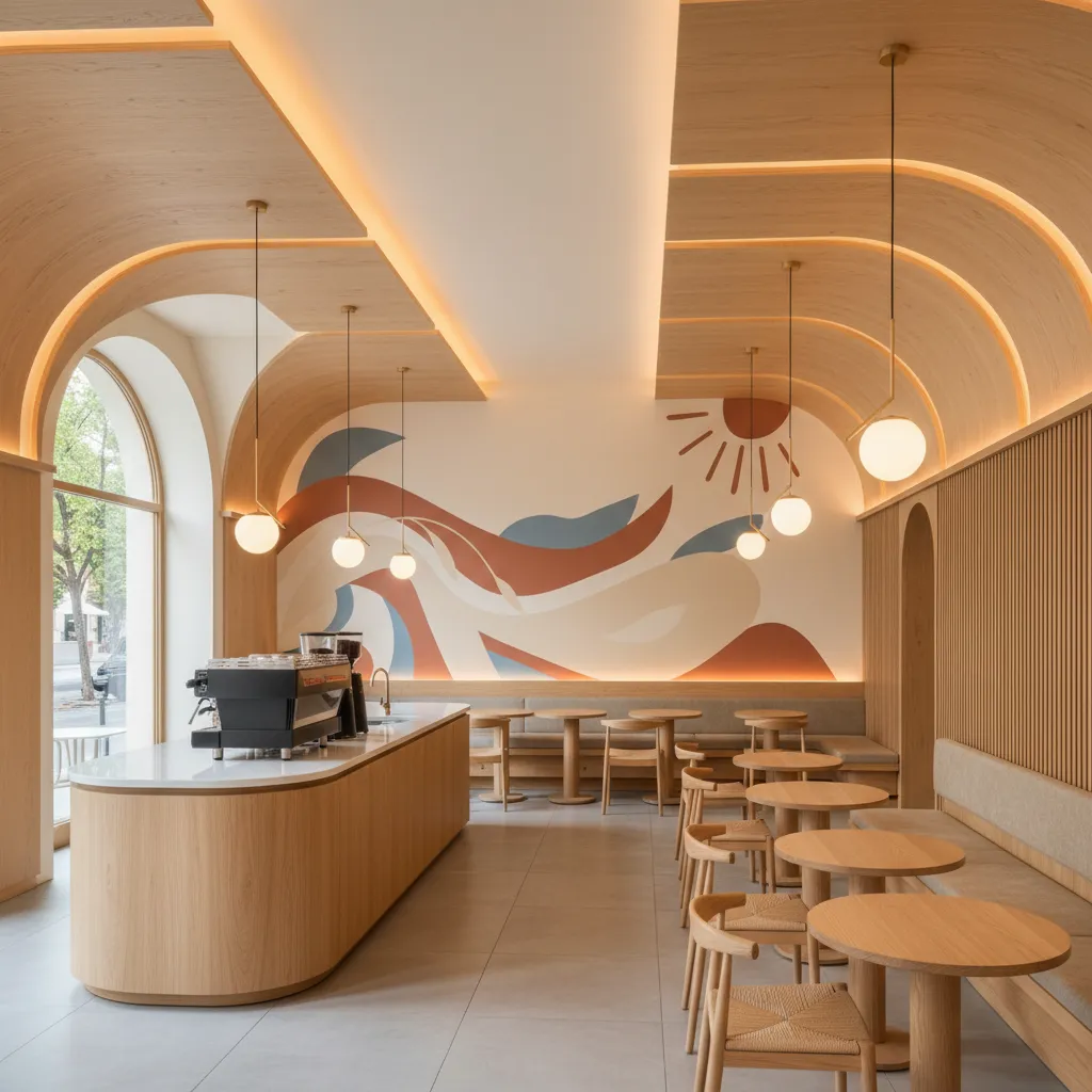 Cafetería con identidad visual integrada en el interior