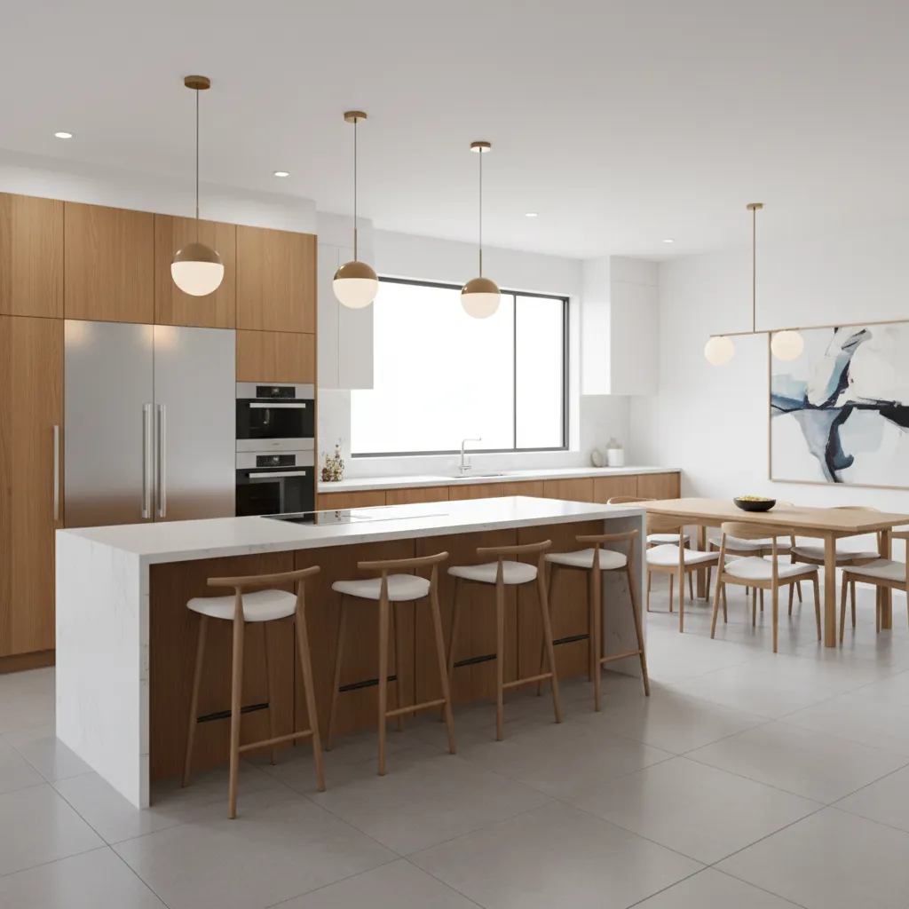 Breakfast bar ideas between kitchen and dining spaces