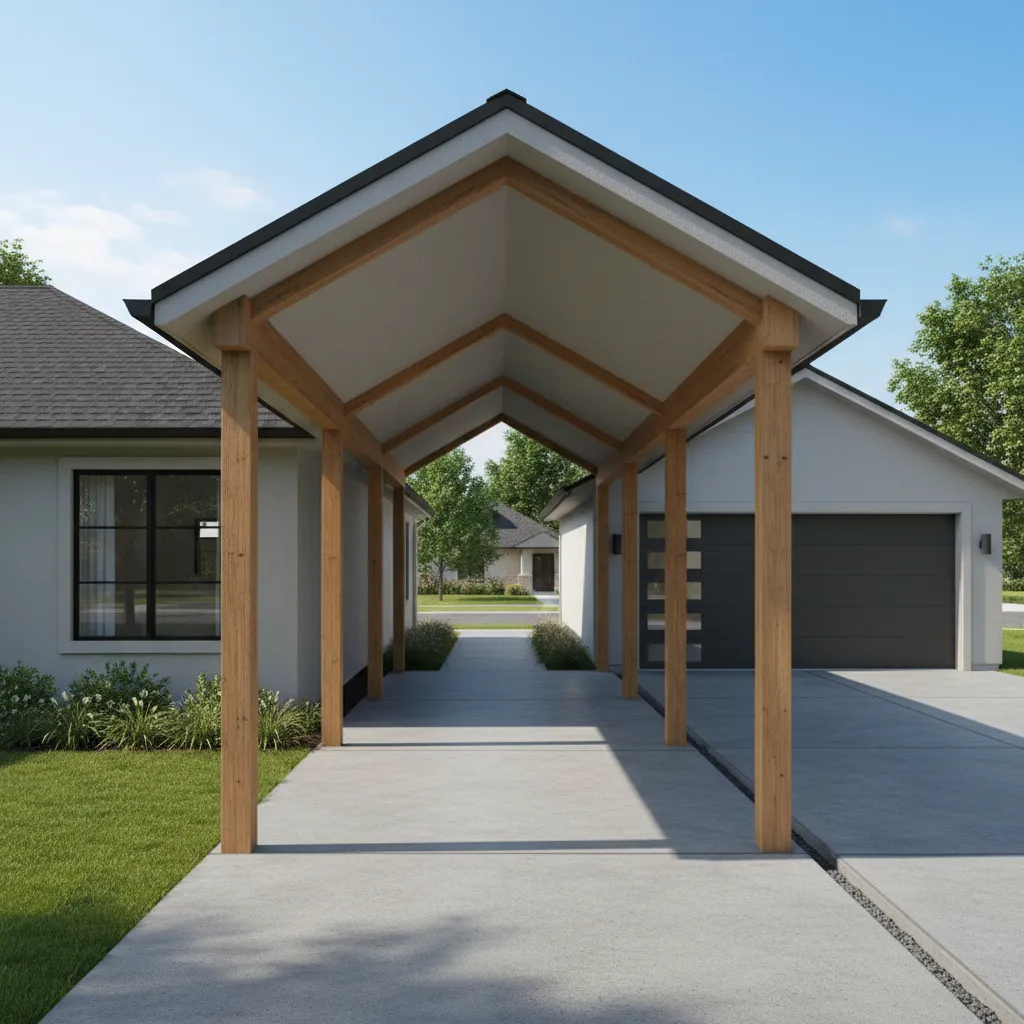 concrete slab foundation used for covered breezeway walkway