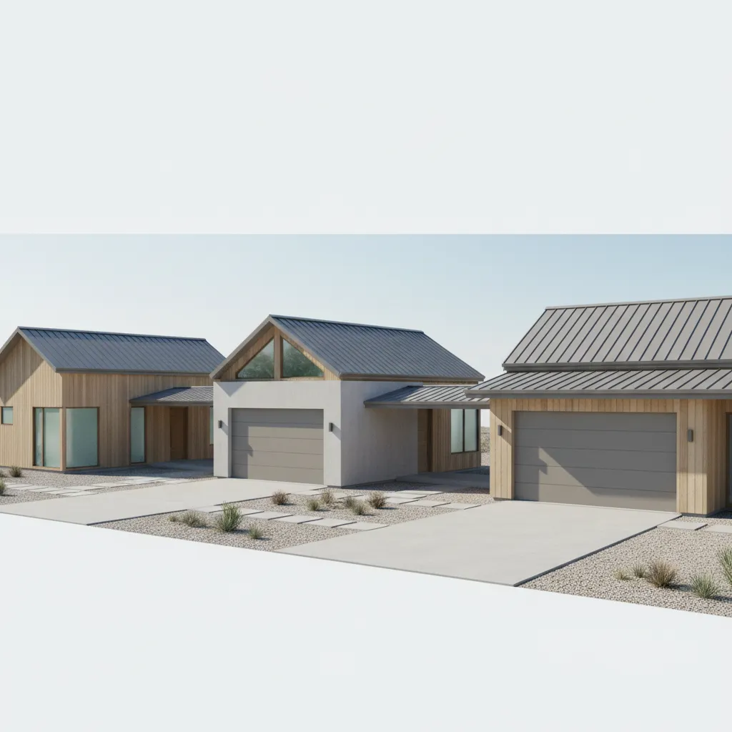 different roof styles used in garage breezeways including shed and gable