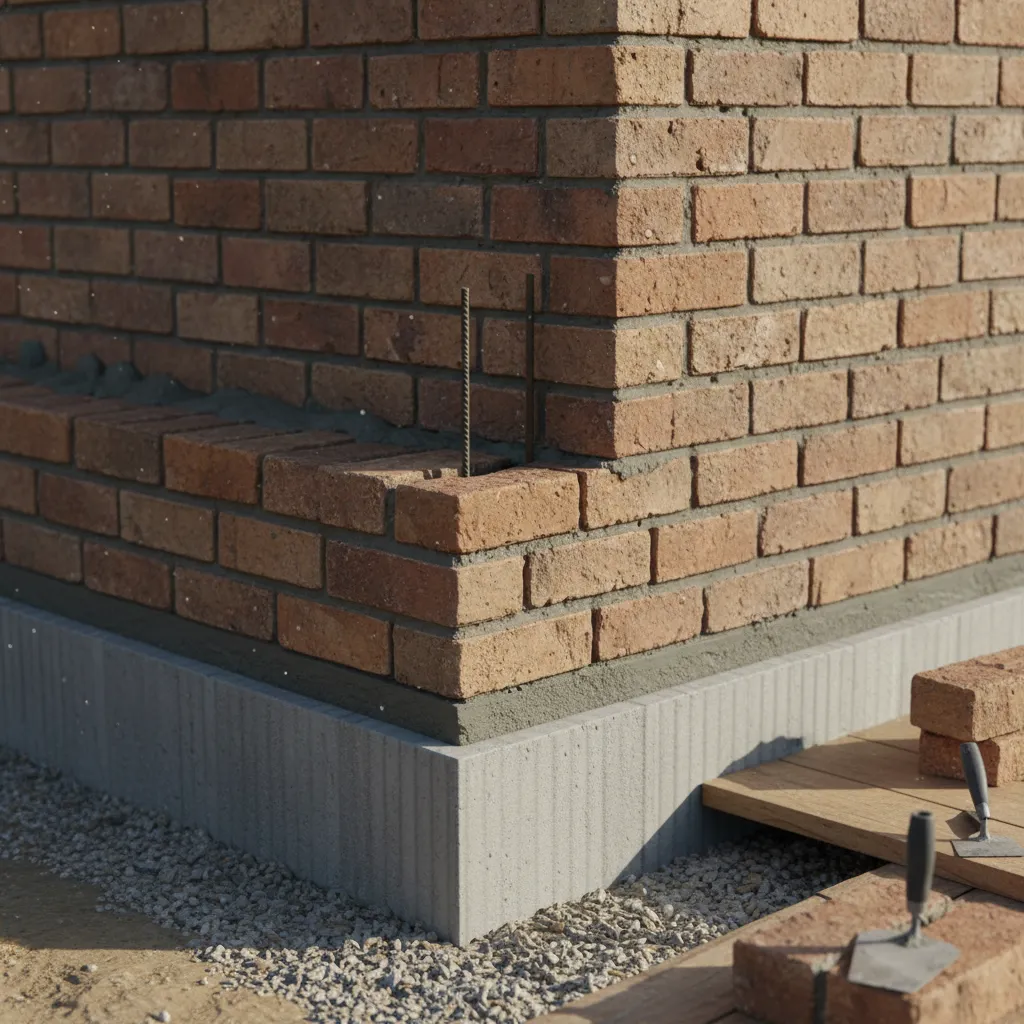 Brick masonry wall structure used in small residential house construction
