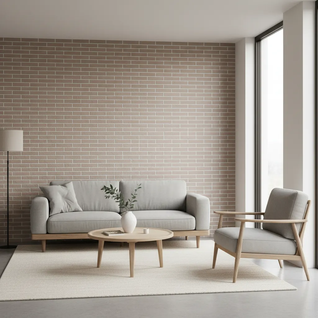 Revestimiento de plaquetas de ladrillo en pared interior moderna