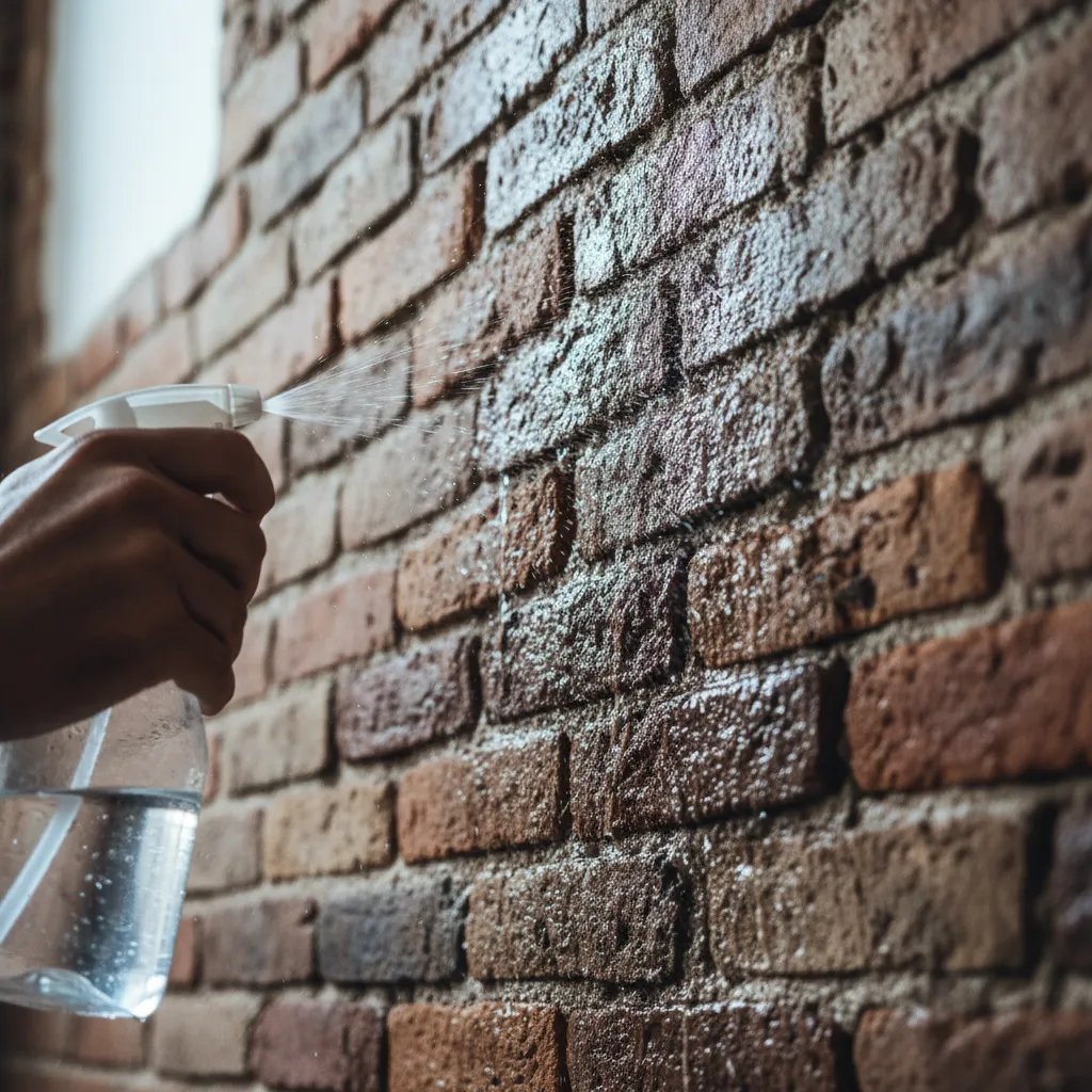 water sprayed on brick wall to test surface absorption