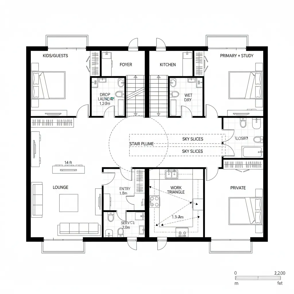 Bridge Gallery with Split Stair