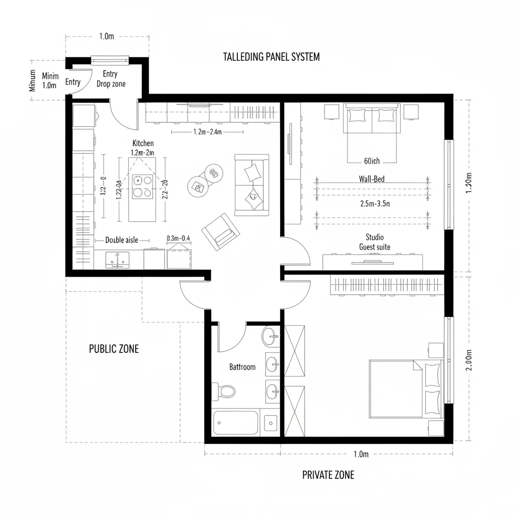 Bridge Kitchen with Sliding Partitions