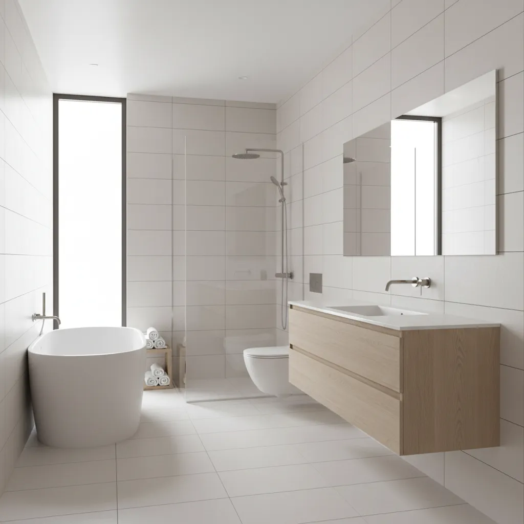 Bright modern bathroom with clean layout and neutral palette