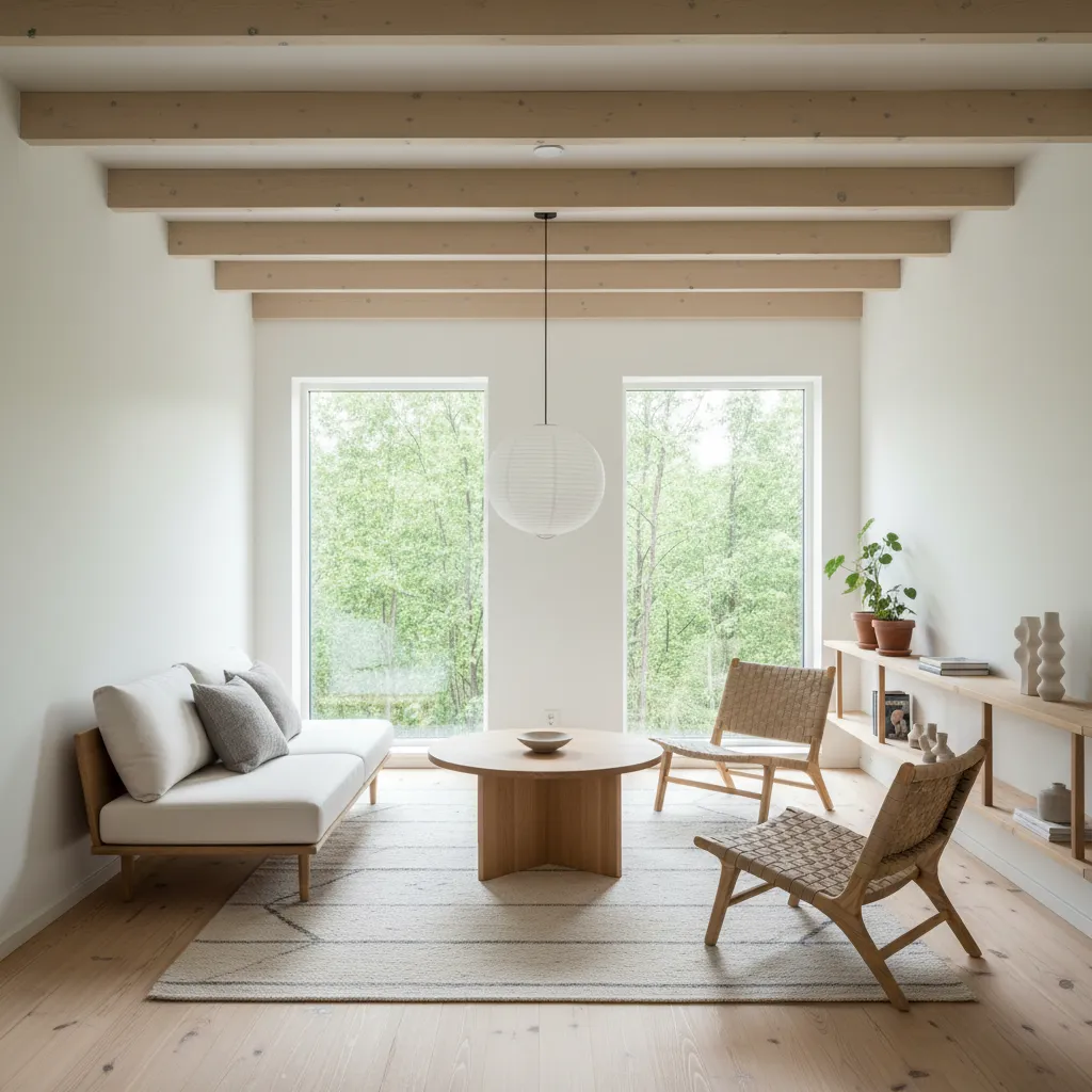 Interior luminoso de una casa pequeña moderna