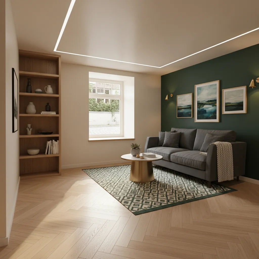 bright Amsterdam inspired basement interior after lighting and layout improvements