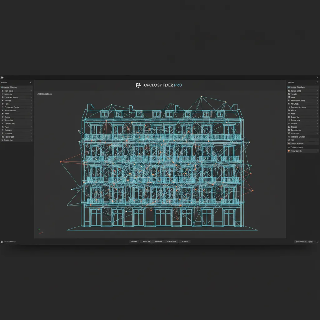Example of broken 3D mesh topology with overlapping vertices and messy wireframe