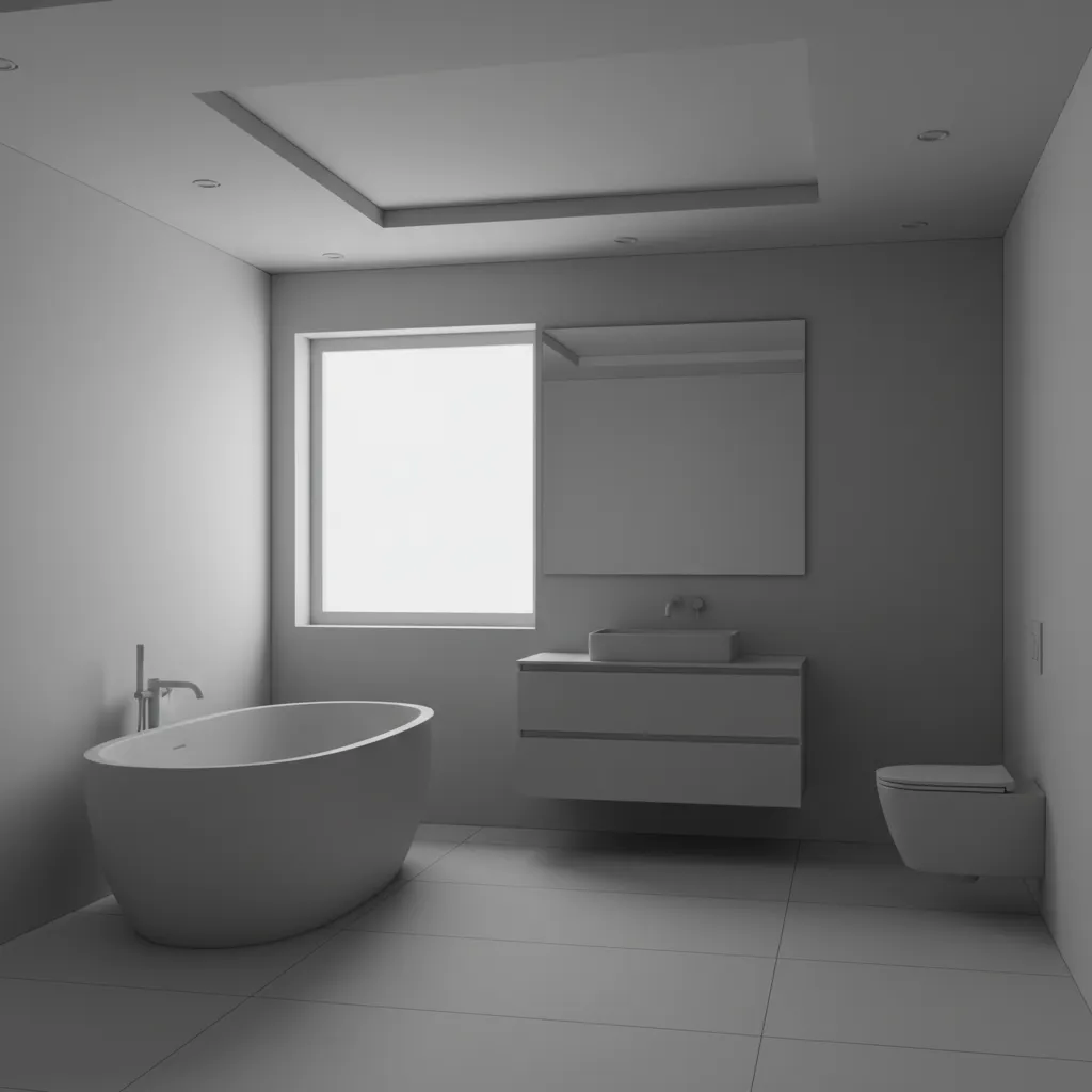 3D bathroom model imported with missing textures and gray materials
