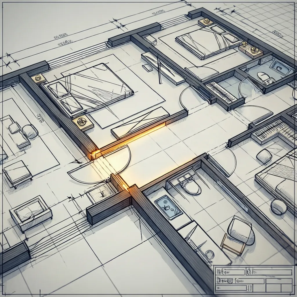close view of CAD floor plan lines with small gaps preventing closed geometry